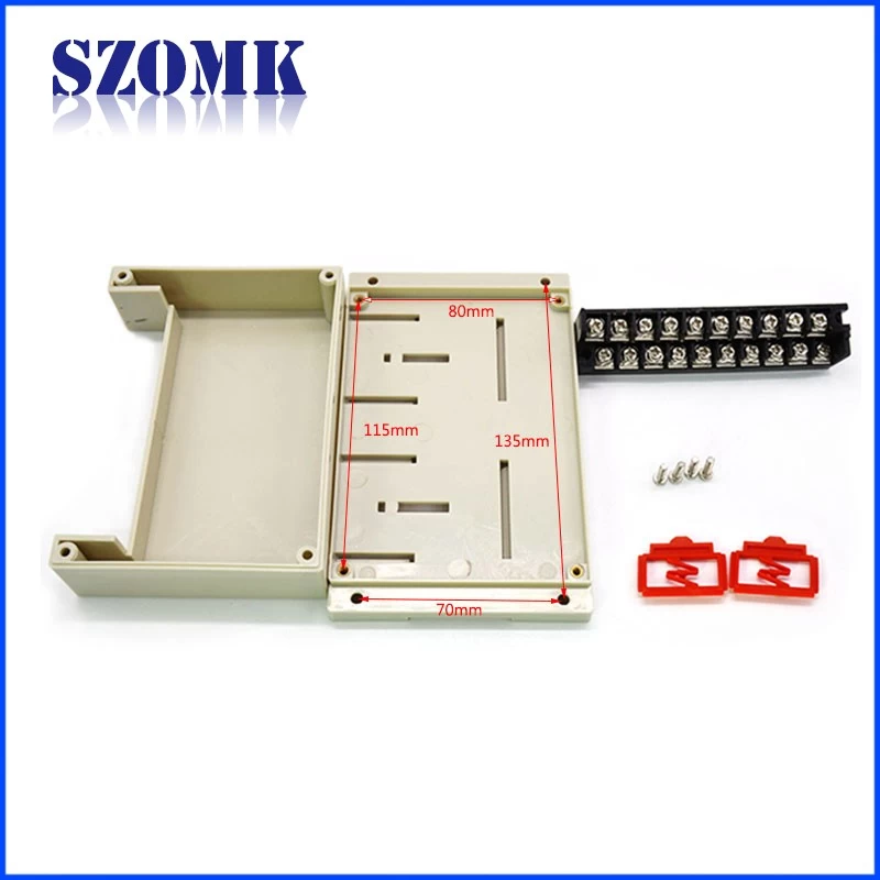 plastic din rail box with terminal block  for electronic equipment AK-P-07A