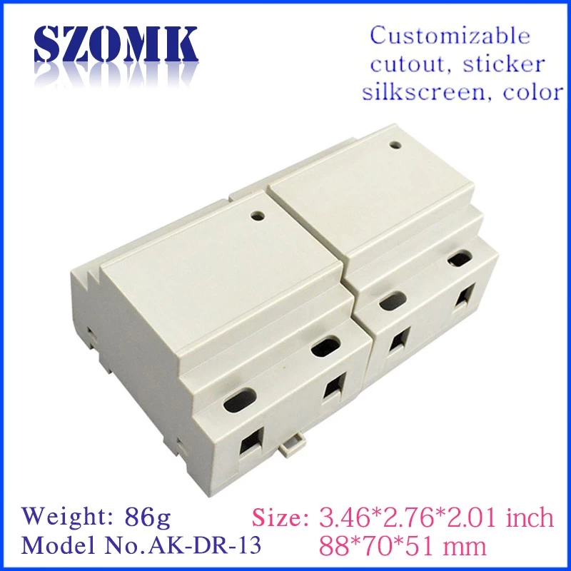 Shenzhen high quality 88X70X51mm abs plastic power din rail distribution enclosure supply/AK-DR-13