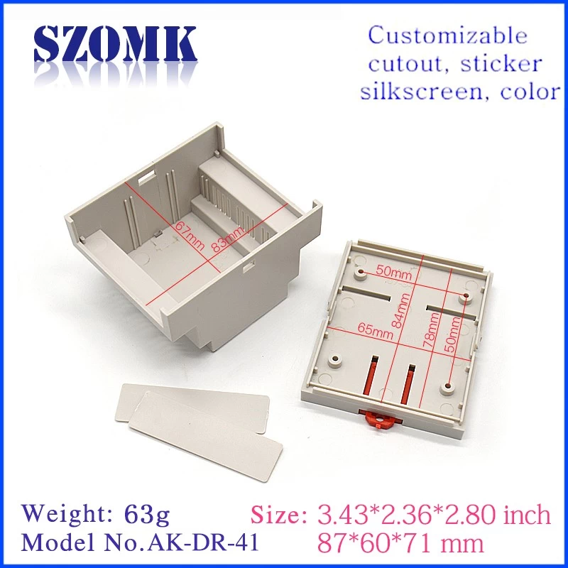 din rail case ABS plastic enclosure electronics device junction box for PCB board AK-DR-41 87*60*71mm