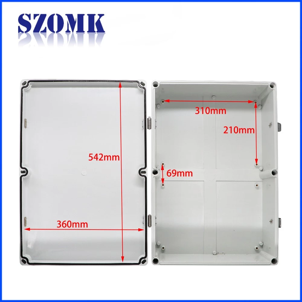 szomk hinged weatherproof enclosure for electronics junction box IP65 outdoor waterproof electronics device box 560*380*265mm AK-02-35-JK plastic housing case for circuit board