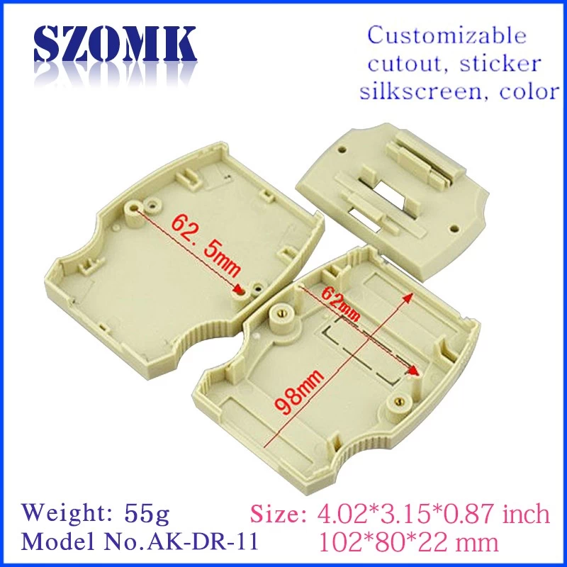 szomk outlet for pcb electronics project box din enclosure plastic AK-DR-11 102*80*22mm