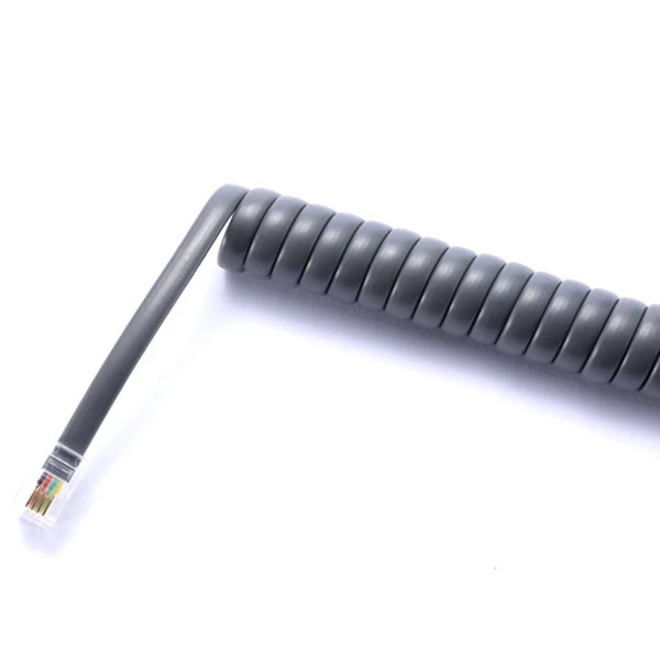 Elastyczny przewód spiralny sprężynowy z drutu sprężynowego o przekroju 0,3 0,5 mm, czarny PU