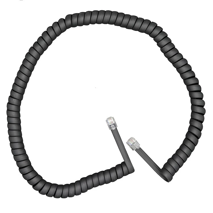 Elastyczny przewód spiralny sprężynowy z drutu sprężynowego o przekroju 0,3 0,5 mm, czarny PU