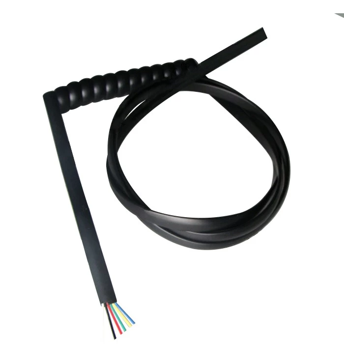 2 core 4 core 6 core flexible flat pvc coil cord cable with RJ9 RJ11 RJ12 plug