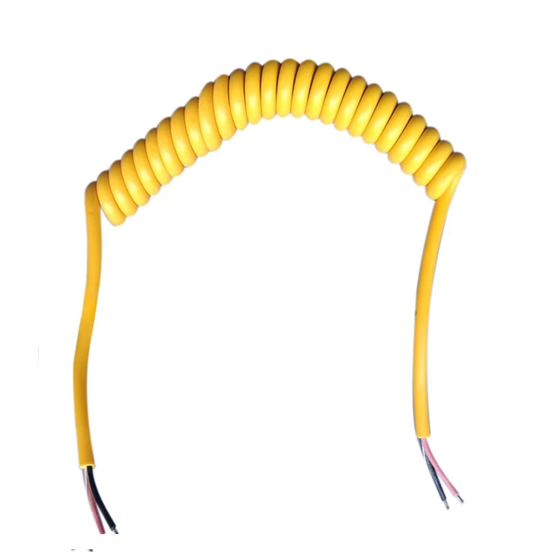 2 core tinned wire copper PU PUR Yellow coiled cable manufacturer