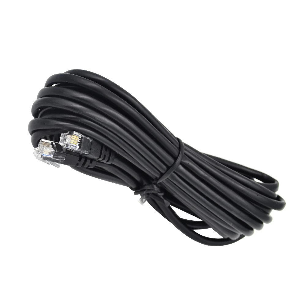 28 AWG 4 wire straight rj11 6p4c modular plug telephone cable black 2 M