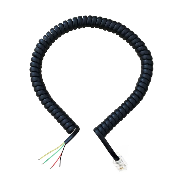 4 núcleos 6 núcleos RJ9 RJ10 RJ11 RJ12 4P4C 6P4C 6P6C enchufe modular cable plano en espiral, cable espiral de teléfono
