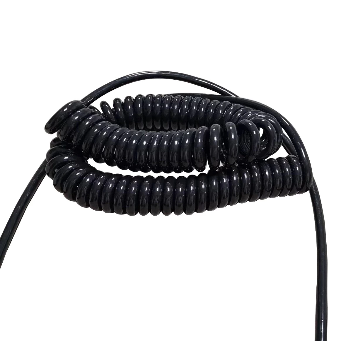 7 8 9 10 core gloss bright shield screen PU flexible customized spiral cable black