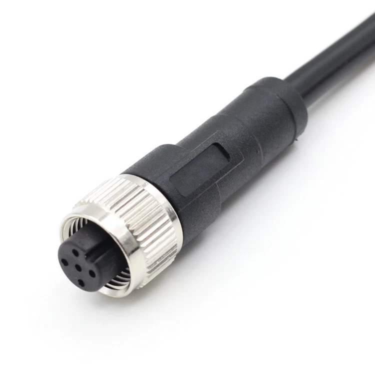 A Złącze żeńskie proste kodowane Formowany zespół 1 M AWG 22 M12 4-pinowy kabel PUR PVC