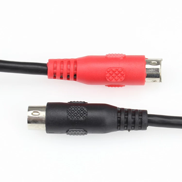 Black Red 6 pin male female straight mini din pvc cable 1 M 2 M 3M