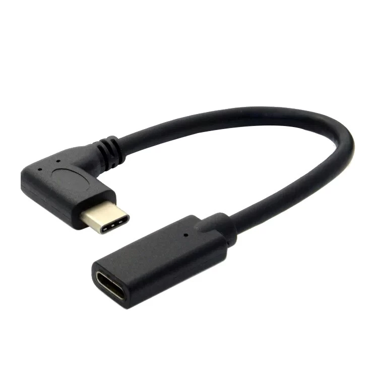 Schwarze Farbe USB 3.1 Typ C Rechtwinkliger Stecker an Buchse USB C-Verlängerungskabel