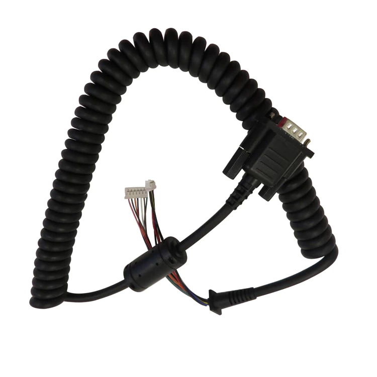 Black flexible matt pvc pur pu jacket super short 2 core 3 core retractable coiled power cord