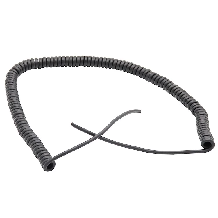 Czarna 9-rdzeniowa kurtka z połyskiem PU 6mm karbowane oczka na każdym rdzeniu elastycznego spiralnego kabla elektrycznego