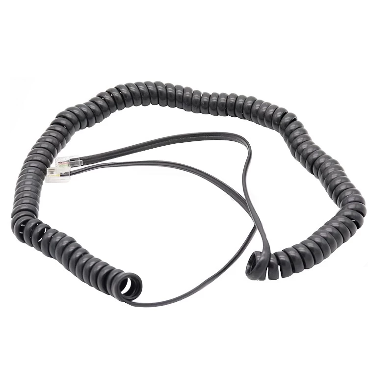 Black 9 core gloss PU jacket 6mm crimped eyes on each core flexible spiral electrical cable
