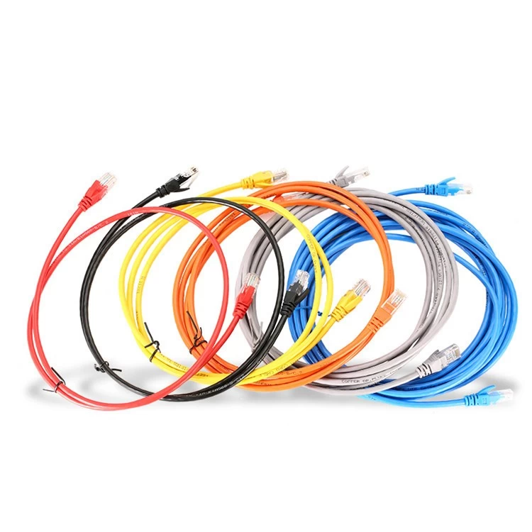 Cat6e RJ45 wtyczka 4 para 8 rdzeń 24 AWG kabel miedzianych kabli bez przewodów niebieskich 2 M