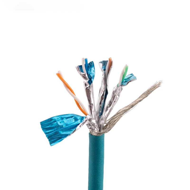 Kabel sieci Ethernet 8-żyłowy 26 AWG niebieski Przewód PUR Kabel CAT6a Ethernet Sieć Gigabit