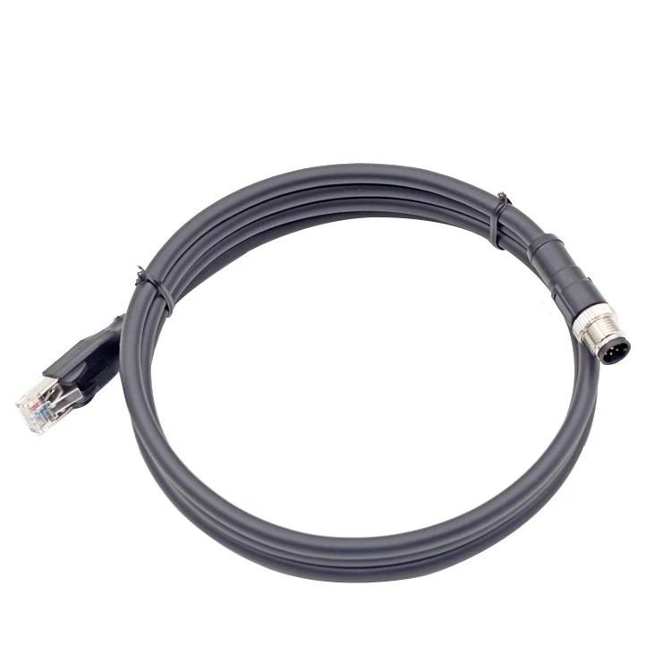 Kabel połączeniowy Ethernet M12 Złącze męskie 8-stykowe do kabla przemysłowego Ethernet RJ45