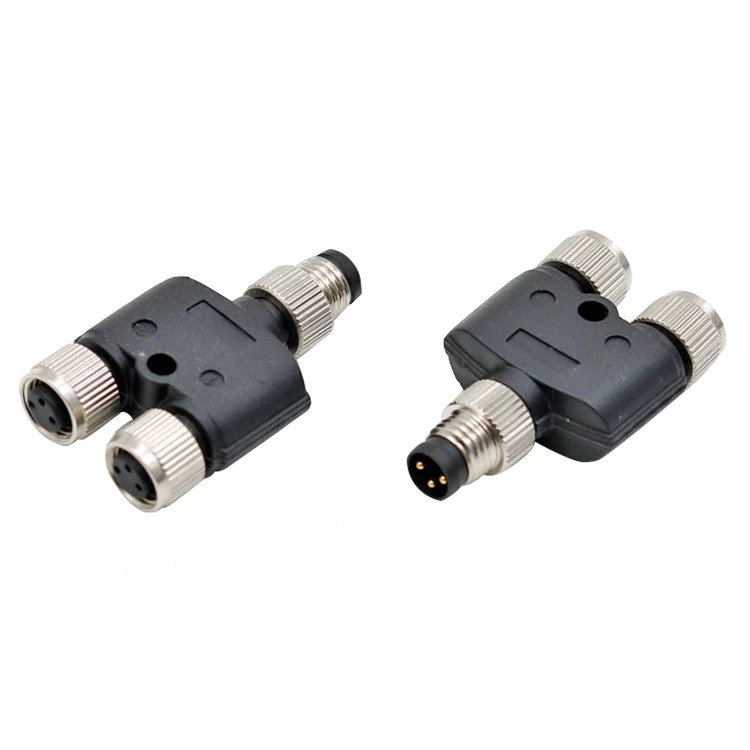 Factory offer M8 3 pin 4 pin male to female splitter Y type connector