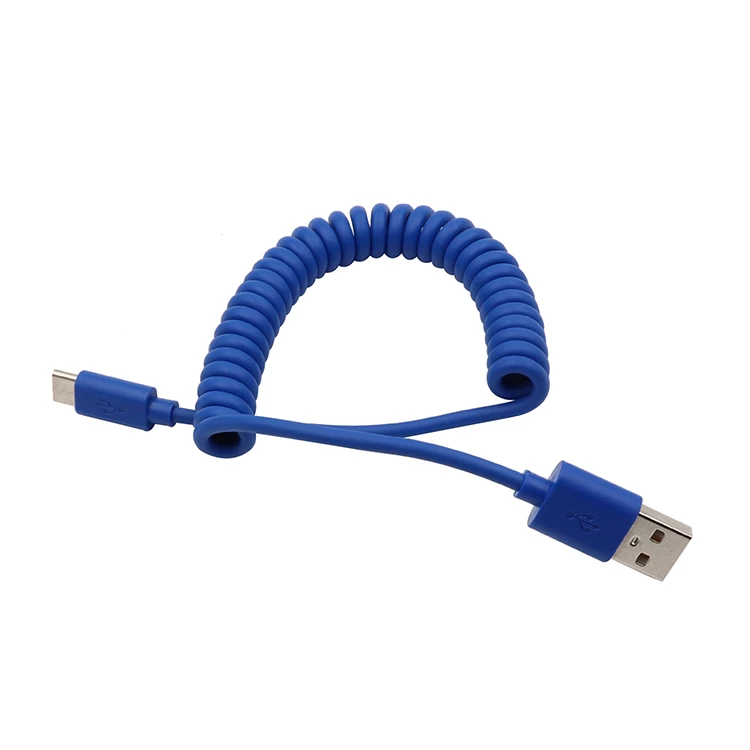 Factory supply fast charging 4 core Charging and Data 2.0 version type c usb coiled cable