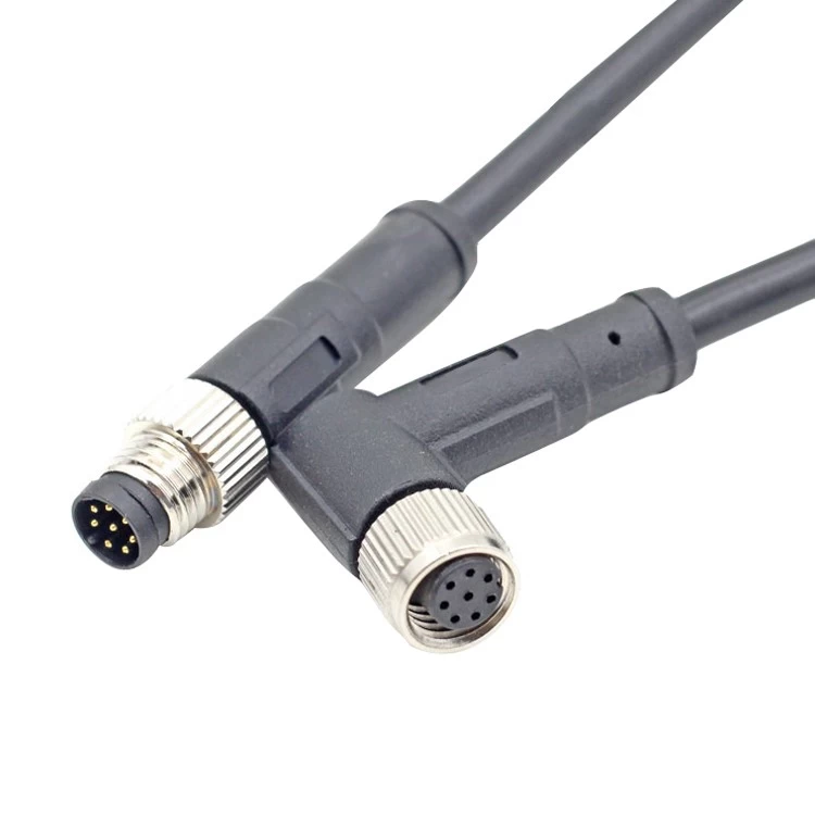 M8 3 4 5 6 8 pin 90 degree male female molded cable
