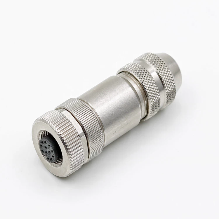 M12 3 4 5 8 12 pin connector straight metal assembly plug M12 waterproof IP67 connector