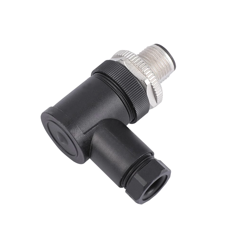 China M12 3 4 5 8 pin right angle Receptacle Male Pins Screw plug manufacturer