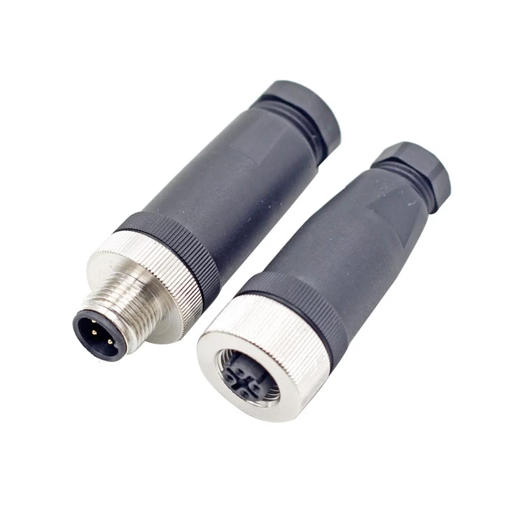 M12 3 pin 4 pin right angle 90 degree field wireable male connector