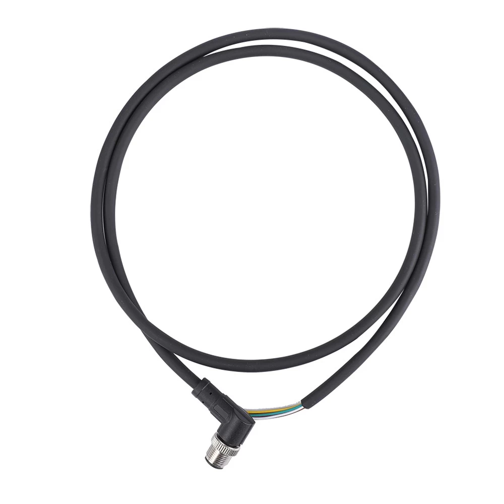 M12 4 5 pin male right angle plug pigtail wire lead