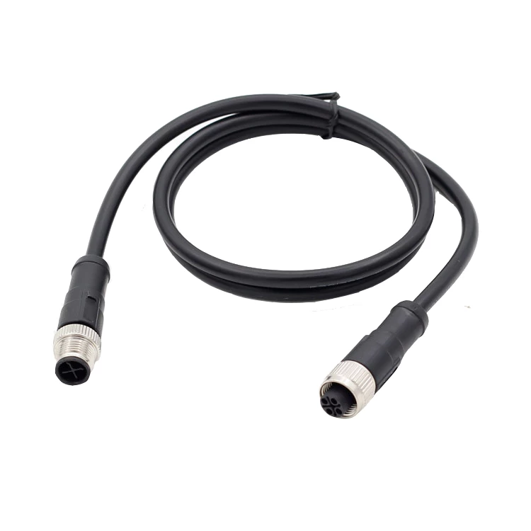 M12 4 pole female straight connector A B D S T code pvc pur cable