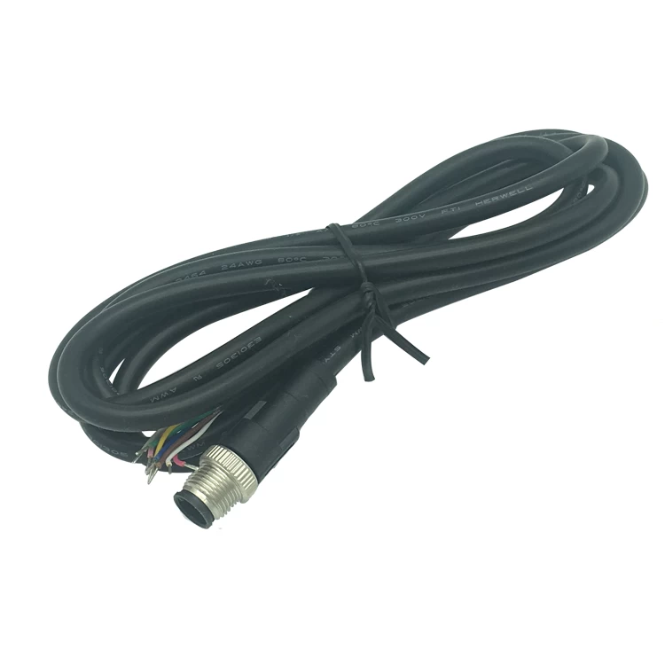 M12-A B C connecting cord Contacts 3 4 5 pin male female not shielded moulded on cable M12x1 PUR black