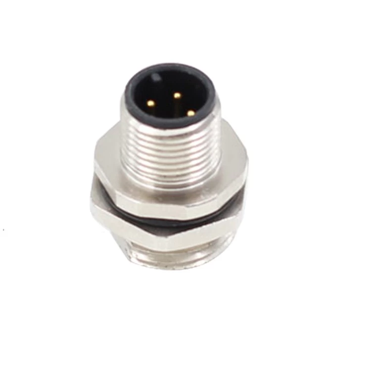 M12 A code female 8 pole connector rear panel mount socket pigtail length as customre request