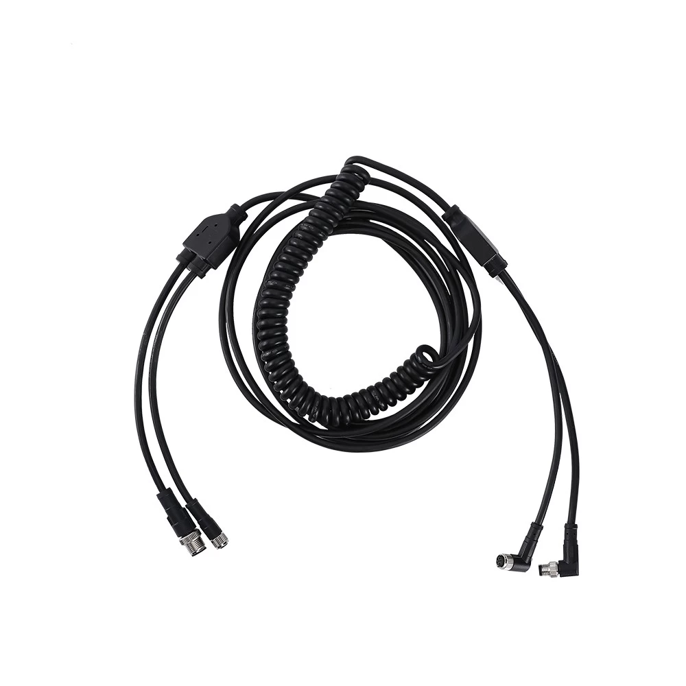 M12 M8 1 to 4 way splitter coiled cable