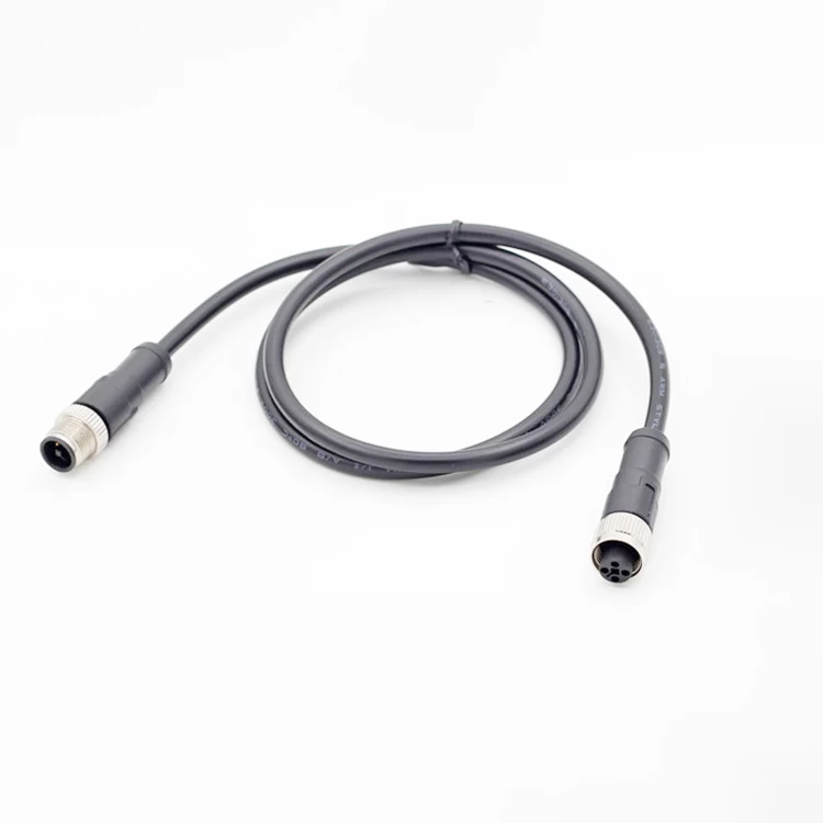 M12 T code connector male  female 4 pin molded 1 M 2 M 3 M PVC cable