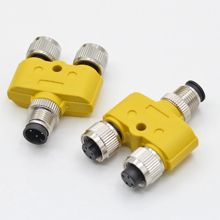 M12 female adapter with cable,M12 T connector, female M12 Splitter cable