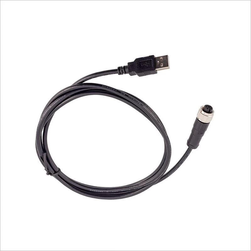 M12 straight 4 pin female to male USB 2.0 connector  molded 1 M 2 M 3M cable