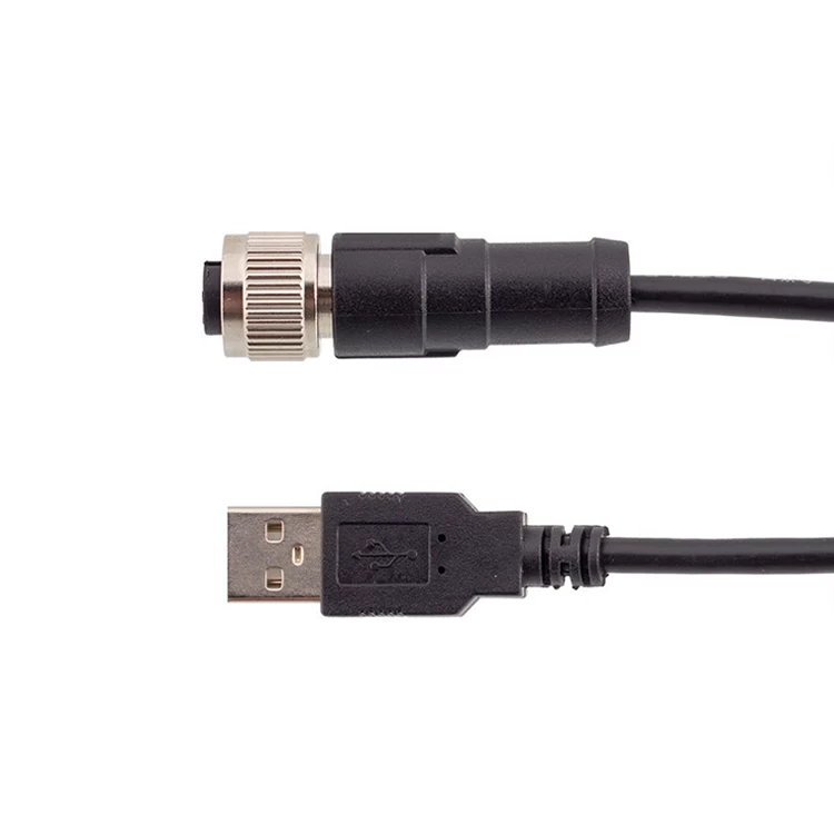 M12 proste 4 pinowe złącze żeńskie na męskie USB 2.0 formowane 1 M 2 M 3M kabel