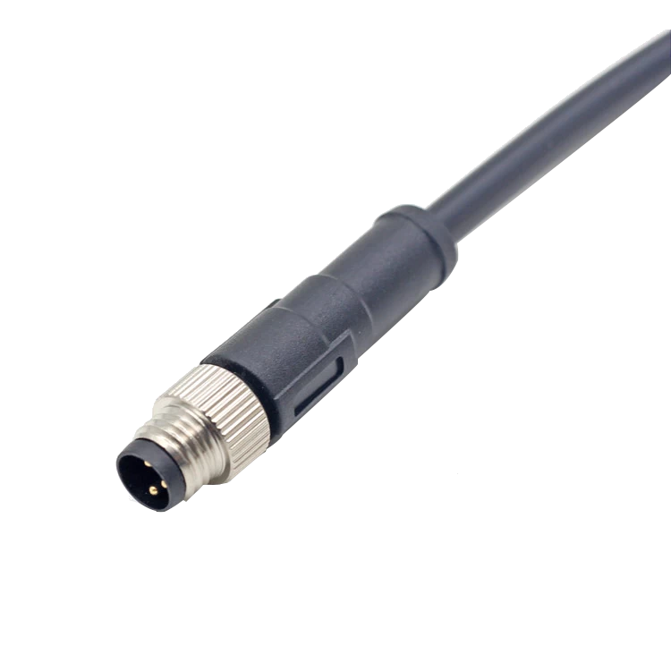 M8 3 pin 4 pin male connector straight end PVC cable A B D code available