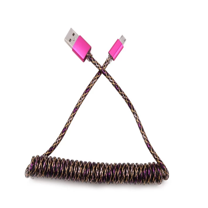 Różowy kolor pvc usb 3.1 c złącze do męskiego złącza usb pvc pu coiled cable length 1 Meter