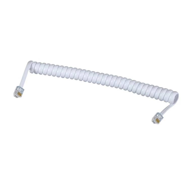 RJ9 4 core 4P4C coiled cable China supplier,RJ11 6p4c coil cable manufacturer China