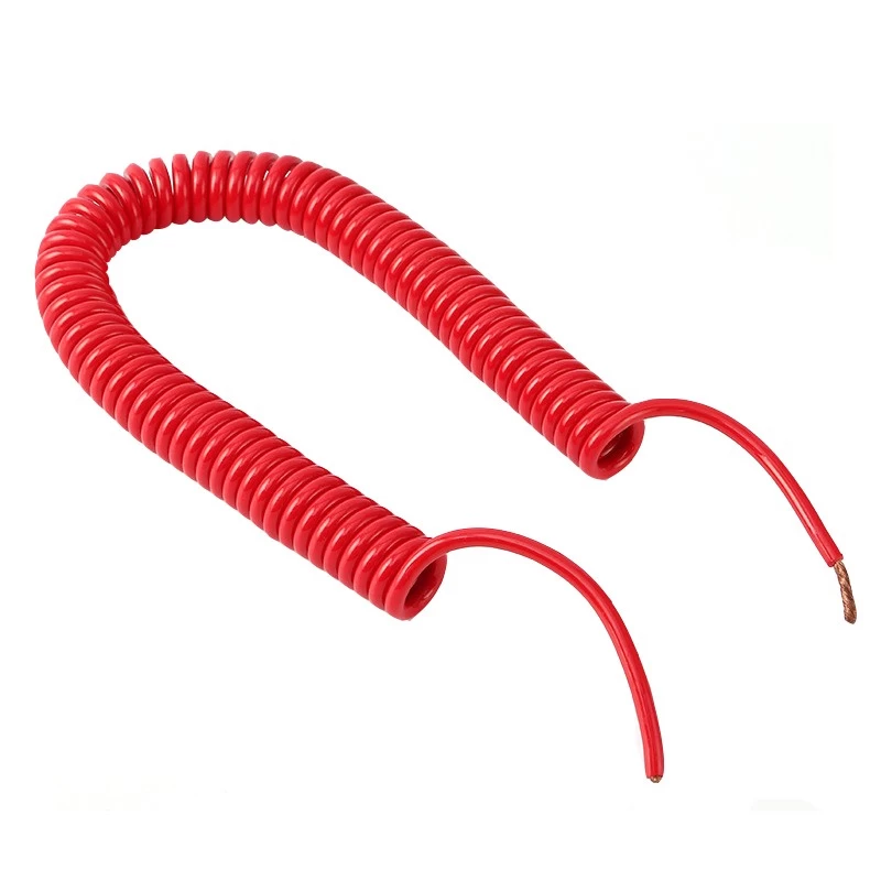 Red retractable 8 core pp core pu outer jacket shield curly cable