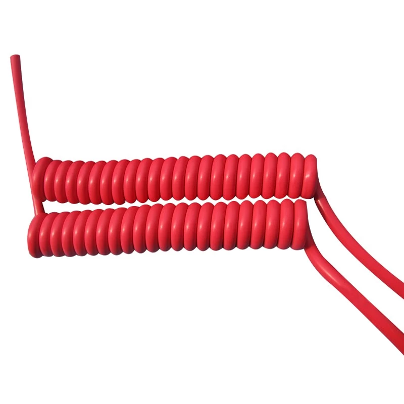 Shenzhen factory supply dark red 5 core coiled wire cable extend length reach 2 Meters long