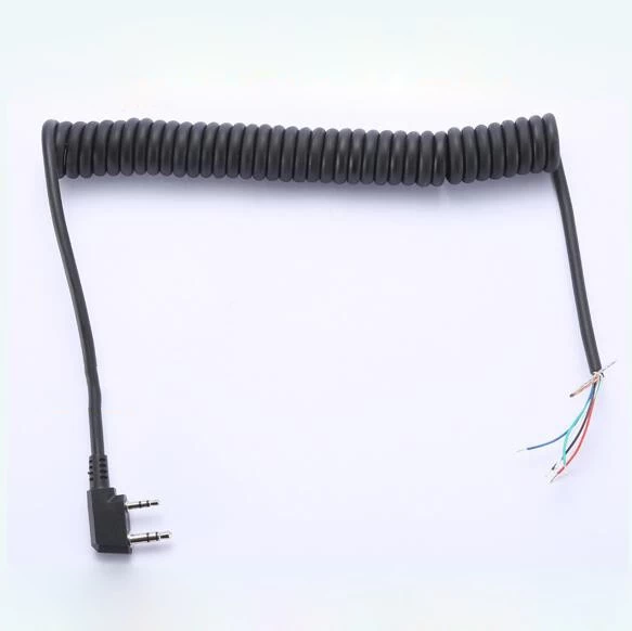 Câble de ressort d'équipement de terminal portatif de câble de spirale de radio bidirectionnelle, câble de prise K de câble de bobine