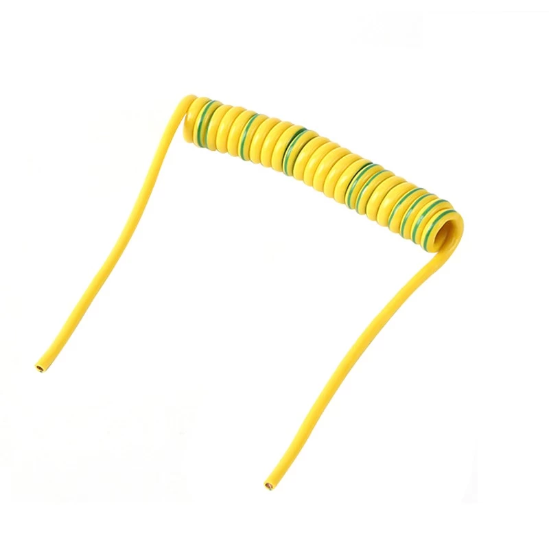 Żółty i zielony, 3-żyłowy, spiralny kabel z drutu cynowanego z miedzi z rdzeniem 26 AWG