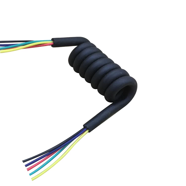 Yellow and green stripe 10 11 core TPU spiral cable