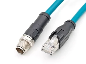 Câble M12 mâle 8 broches vers câble Ethernet RJ45 cat5e cat6a