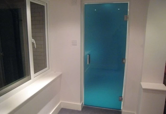  blue tempered glass door