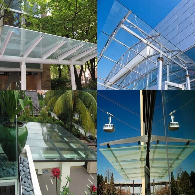 8mm 10mm 12mm flat tempered glass canopy 