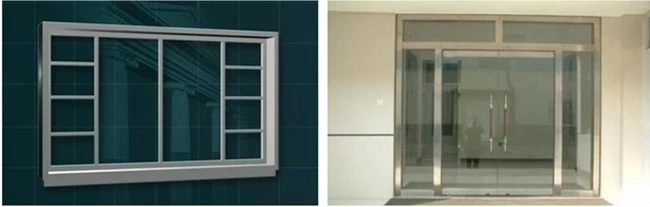 tempered glass door and glass window