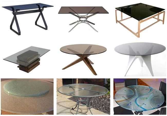 Different glass table tops