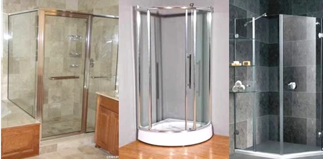 Flat and curved safety glass shower screen